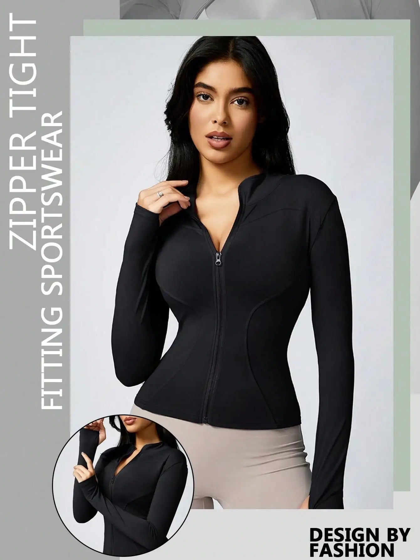 No. 3 Jacket, Hour Glass Piping, O Collar, Full Zip, Thumbholes, Athletic
