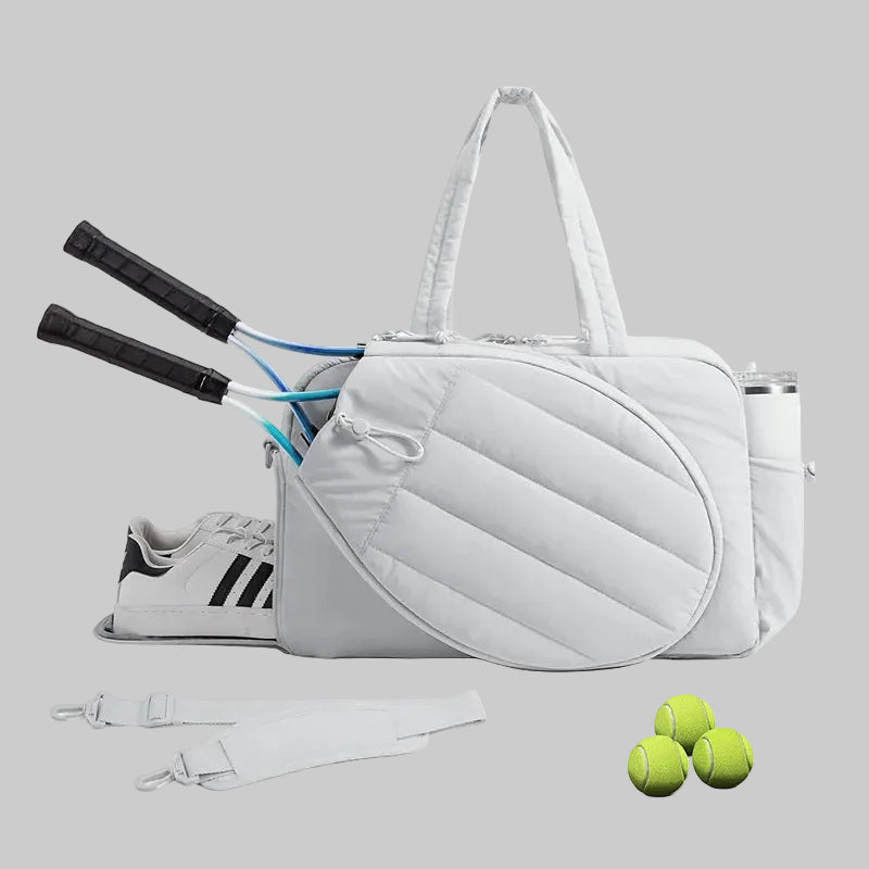 No. 3 Tote, Court-to-Studio Quilted Duffel, Dedicated Racket Storage, Separate Shoe Compartment