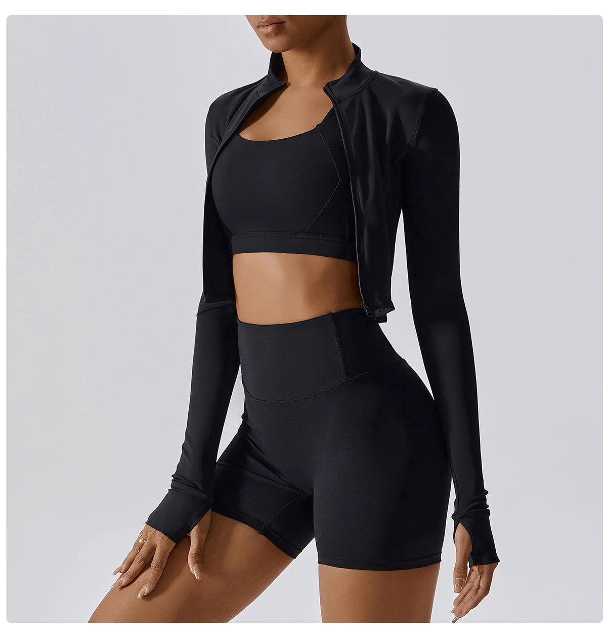No. 2 Jacket, Super Cropped, Piping Along Curves, Slim Fit, Full Zip