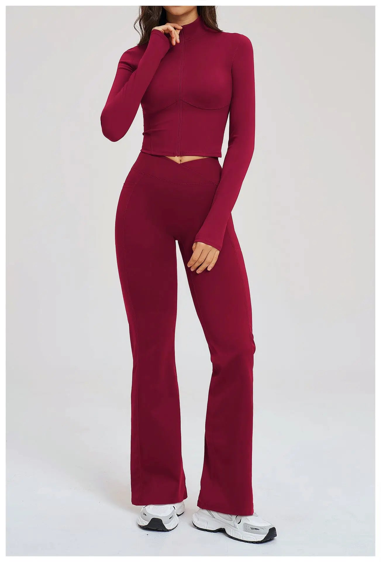 No. 8 Jacket, 2PC, Cropped, Corset, Jacket With Crossover, High-Waist Flared Legging