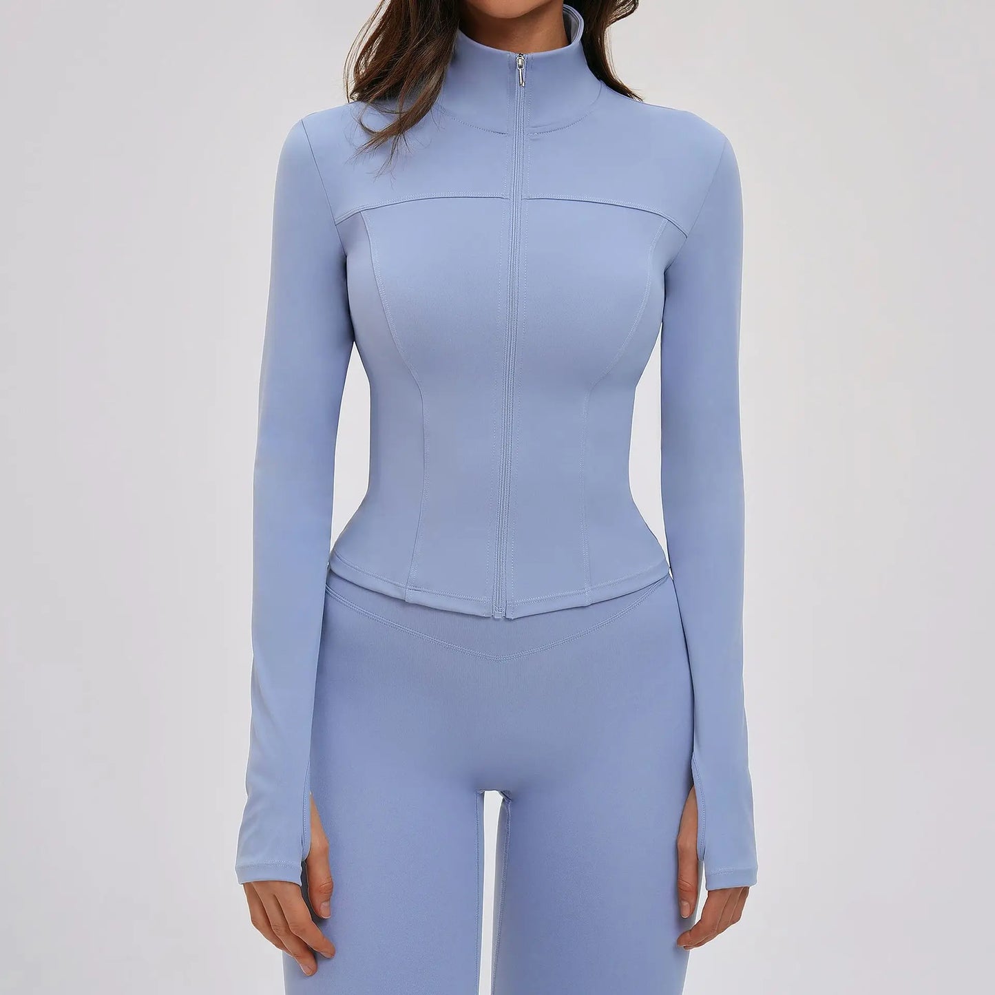 No. 5 Jacket, Convertible Collar, Structured Design, Smoothing, Long Sleeve, Full Zipper