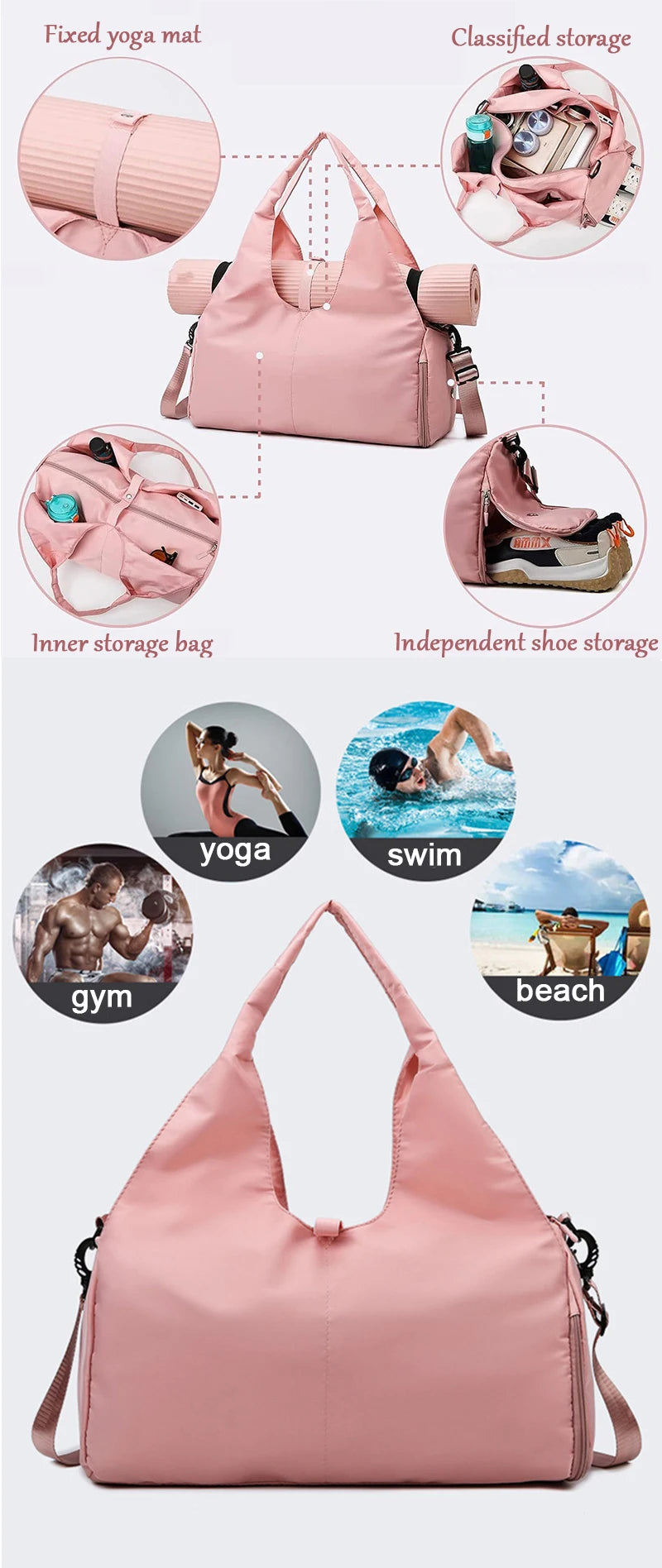 No. 1 Tote, All-In-One Yoga Tote Bag, Dedicated Yoga Mat Holder, Roomy Interior, Separate Shoe Compartment, Full Zip Design