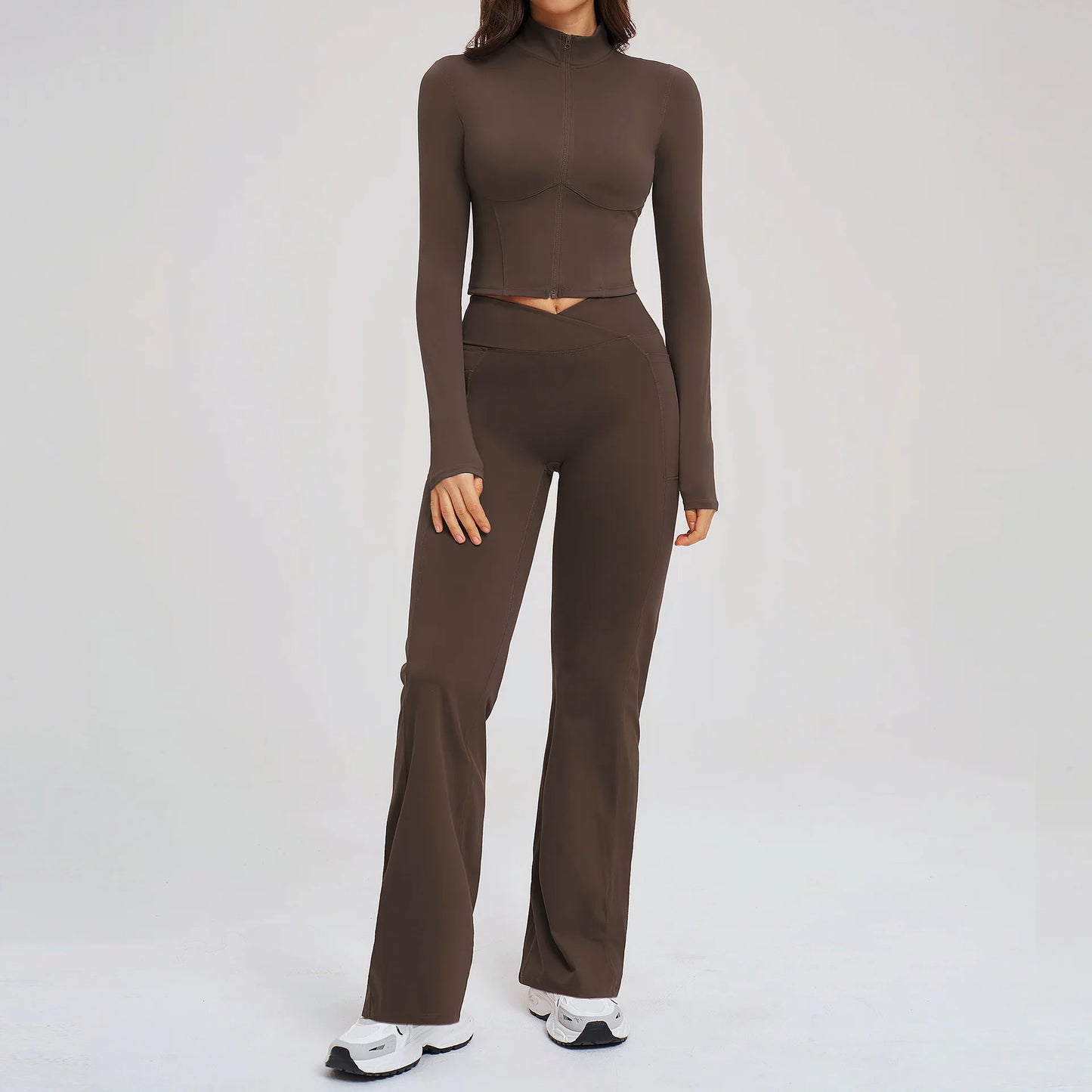No. 8 Jacket, 2PC, Cropped, Corset, Jacket With Crossover, High-Waist Flared Legging
