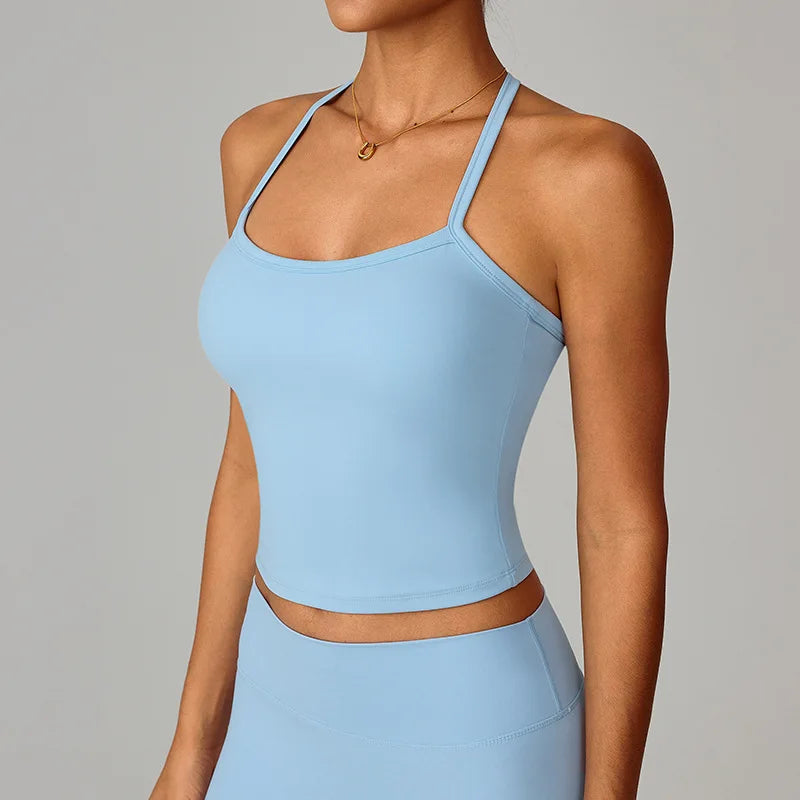 No. 7 Tank Top, Halter Cut, Thin Strap Racerback, Butter Feel, Seamless, Waist Length