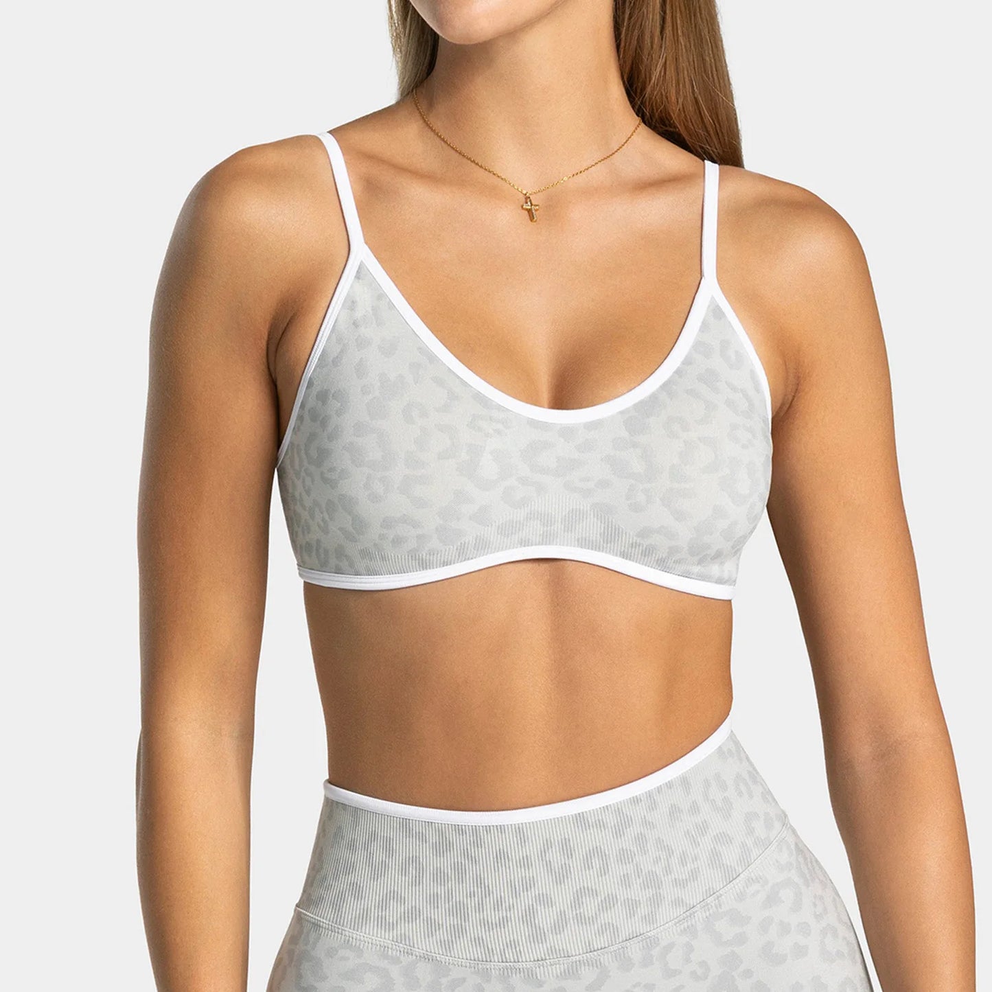 No. 1 Matching Set, Desert Leopard Performance 2 PC Set Scoop Neck Bralette, Premium Micro Ribbed, Seamless Legging