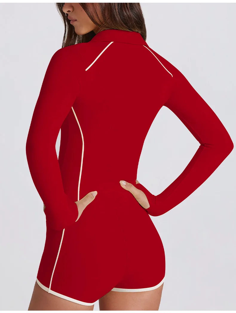 No. 5 Matching Set, 2PC Line Up Long Sleeve Micro Short Set