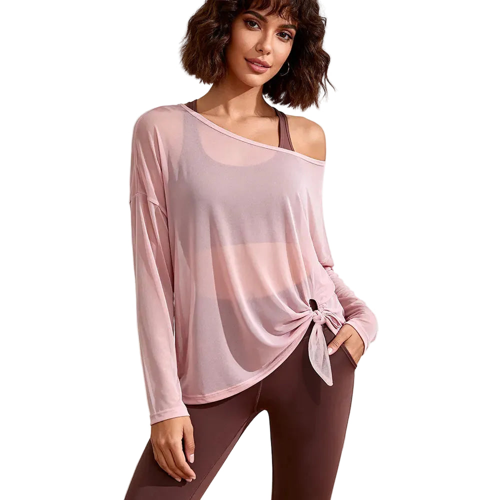 No. 8 Loungewear Top, Intentionally Semi Sheer, Oversized, Long Sleeve, Convertible Tie Hem