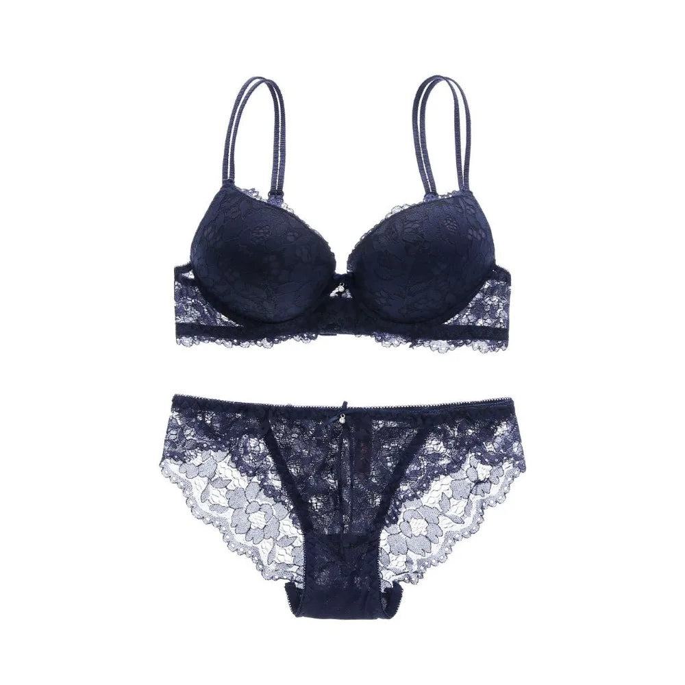 No. 5 Lingerie Set, 2 PC, Tear Shaped Push Up Bra With Full Coverage, Delicate, Lace Panty