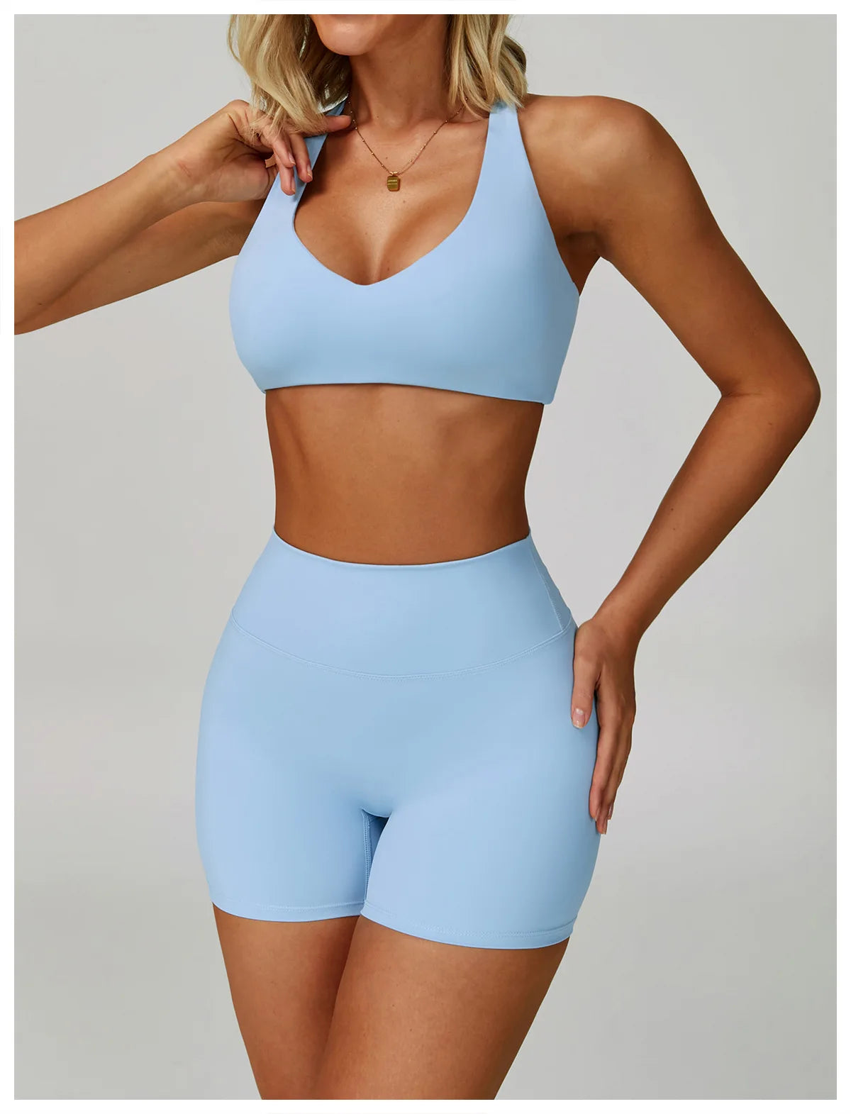 No. 6 Sports Bra, Classic Fit, Racerback, V- Neck, Dry Fit, High Compression, Shock Absorption