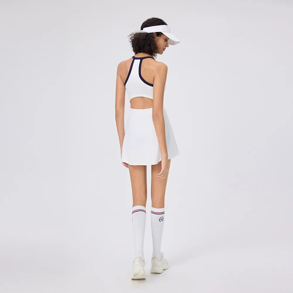 No. 7 Dress, Racerback, Back Cutout, Split Skirt With Faux Wrap, Under Shorts, Golf, Tennis