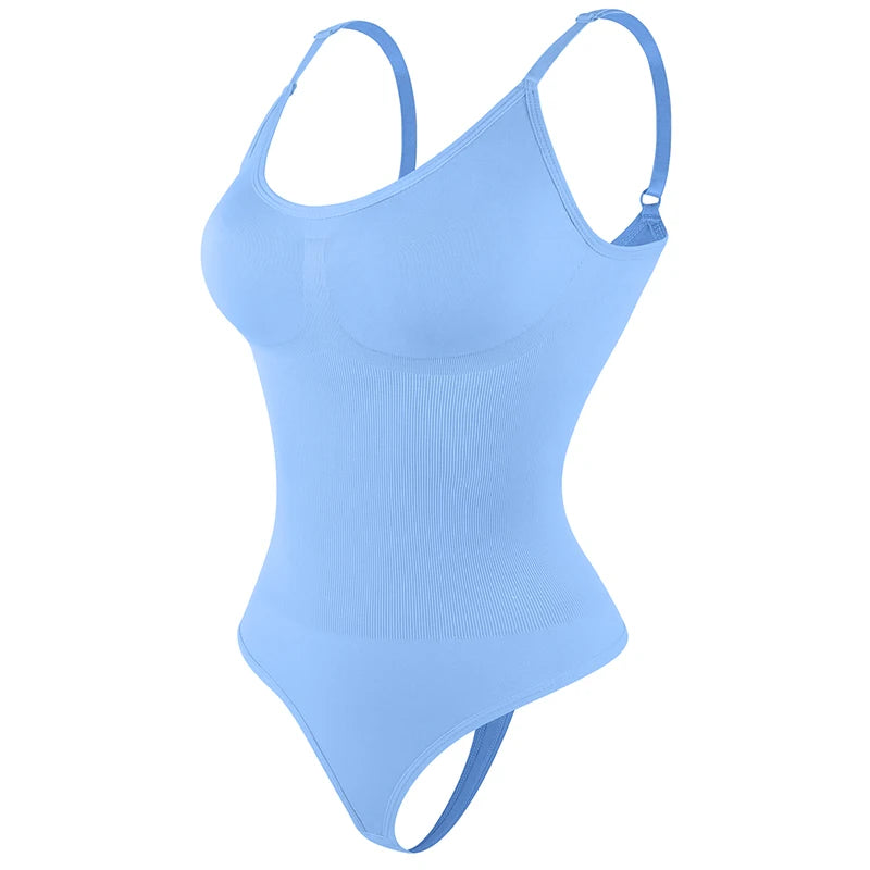 No. 7 Shape Wear, Smoothing Full Bodysuit, Thong Panty, No Bra Compression, Adjustable Straps