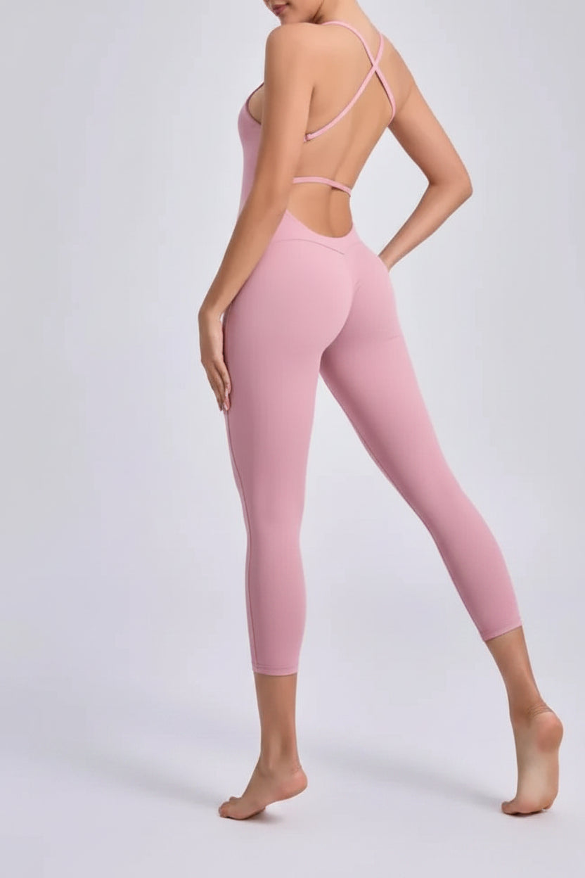 No. 4 Bodysuit, Scoop Back With Criss Cross Straps, Seamless, Full Length Legging