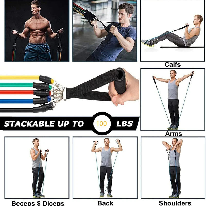 No. 8 Accessory, 11PC Set, Resistance Bands Set, Workout Expander