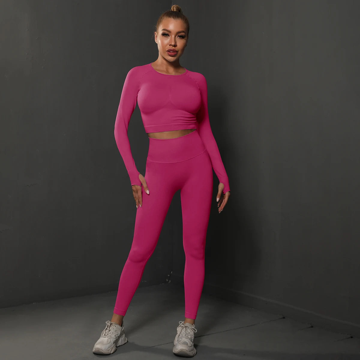 No. 4 Matching Set, Long Sleeve, Compressive, Cropped Training Shirt With Lifting Legging