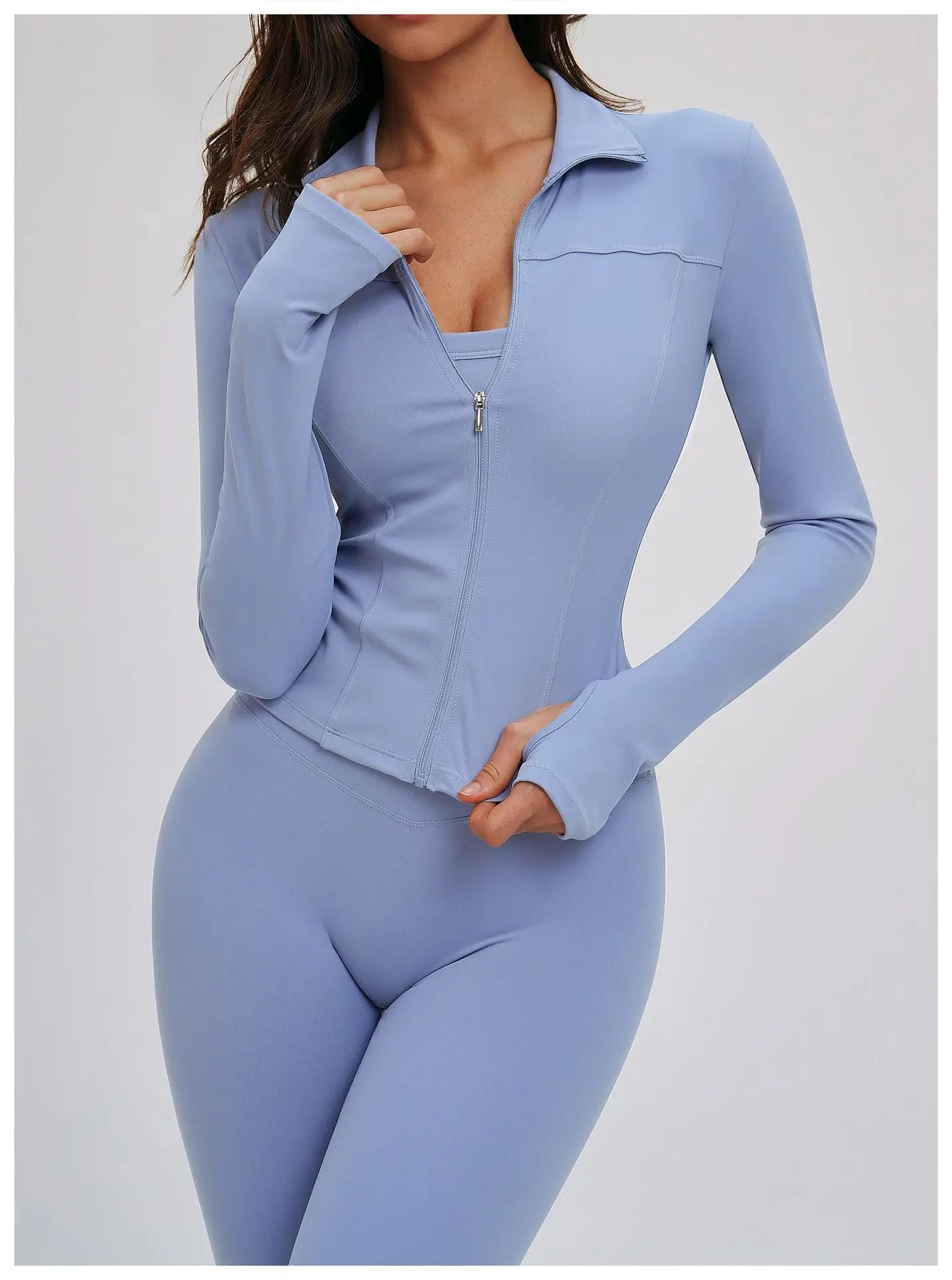 No. 5 Jacket, Convertible Collar, Structured Design, Smoothing, Long Sleeve, Full Zipper