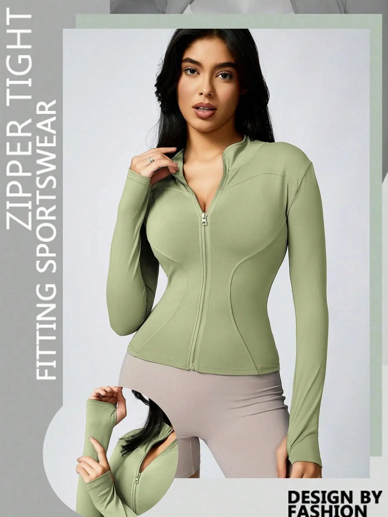 No. 3 Jacket, Hour Glass Piping, O Collar, Full Zip, Thumbholes, Athletic