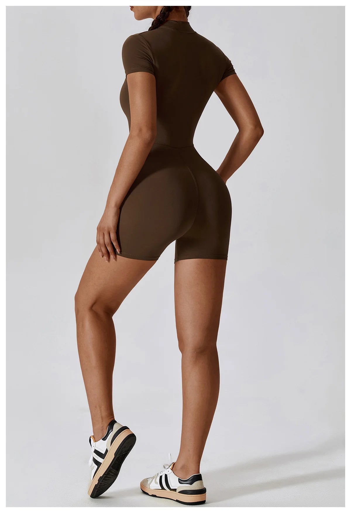 No. 1 BodySuit, Shorts, Short Sleeve, Half Zipper, Seamless, Smoothing, Dry Fit