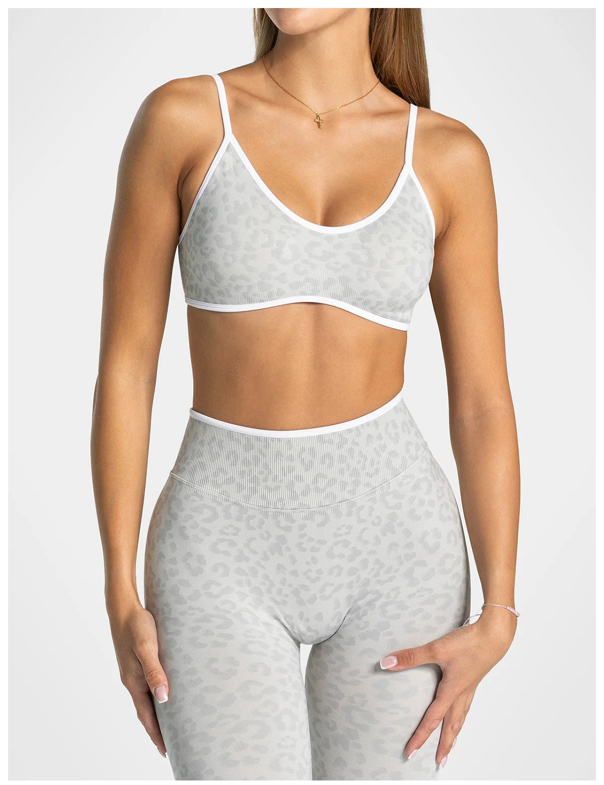 No. 1 Matching Set, Desert Leopard Performance 2 PC Set Scoop Neck Bralette, Premium Micro Ribbed, Seamless Legging