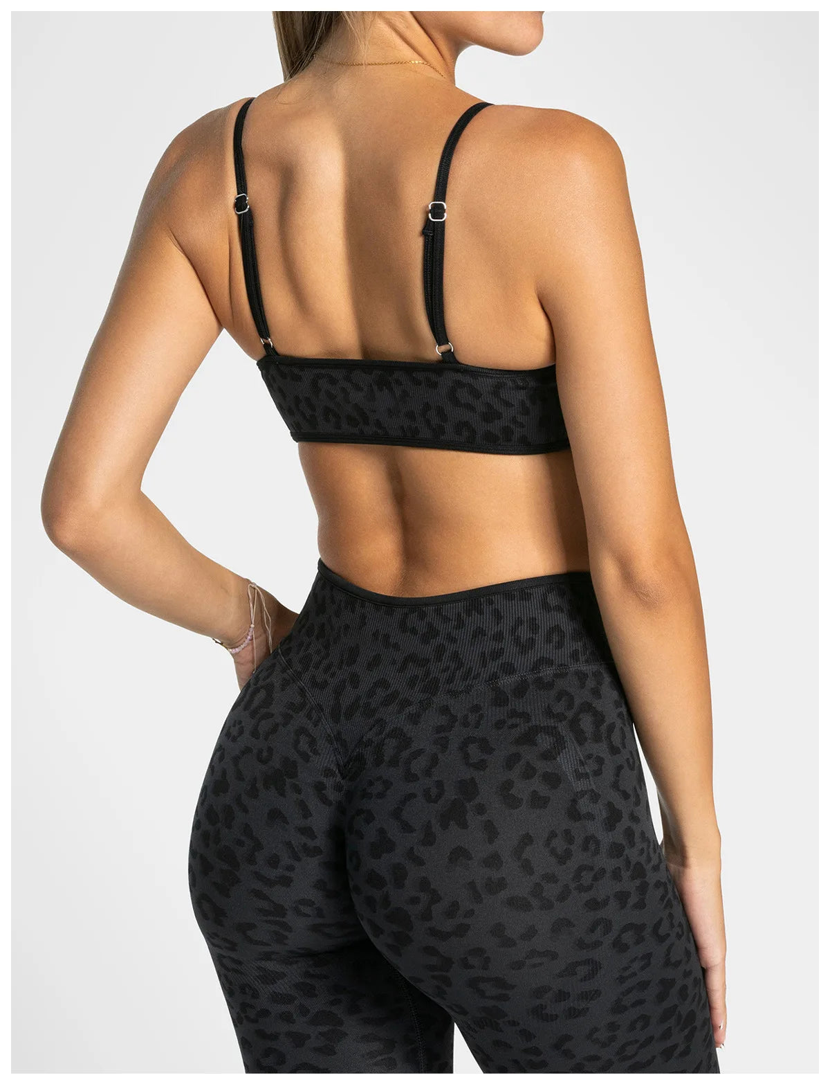 No. 1 Matching Set, Desert Leopard Performance 2 PC Set Scoop Neck Bralette, Premium Micro Ribbed, Seamless Legging