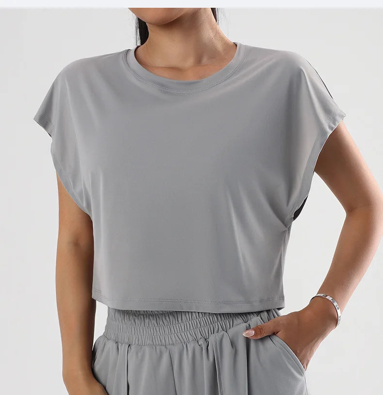 No. 6 Loungewear Top, Crop Top, Short Sleeve, Soft Essential, Boxy Boyfriend Hem