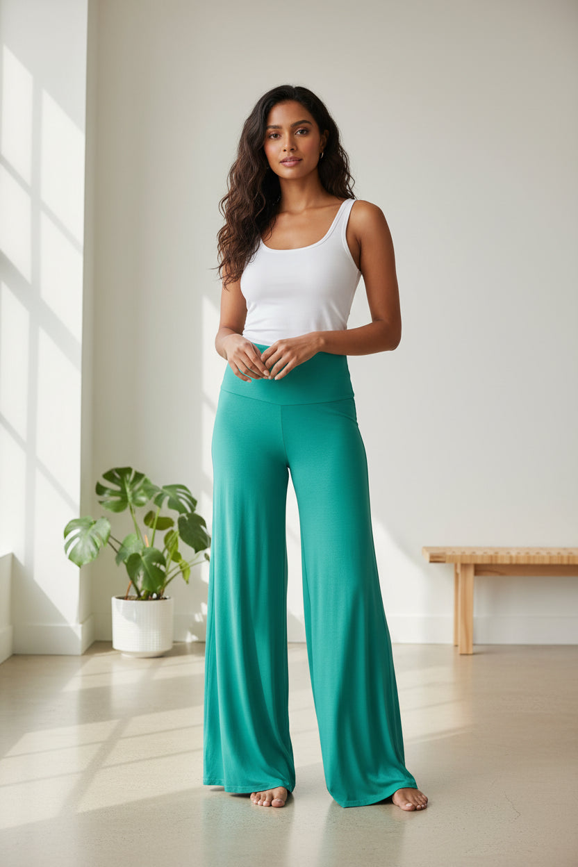 No. 8 Loungewear Pant, Fold Over, High Waist, Soft, Wide Leg, Palazzo Pant