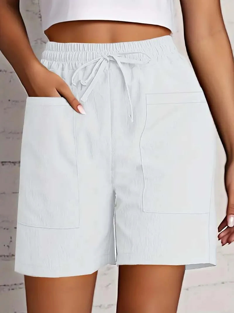 No. 2 Shorts, High-Waist, Mid-Thigh, Loose Fit, Front Flat Pockets With Draw String, Casual