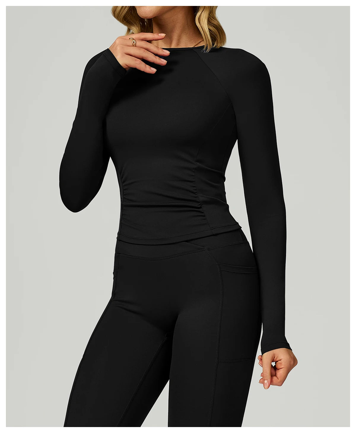 No. 6 Long Sleeve Shirt, Yummy Tummy Ruching, Athletic, Compressive, Dry Fit, Full Coverage