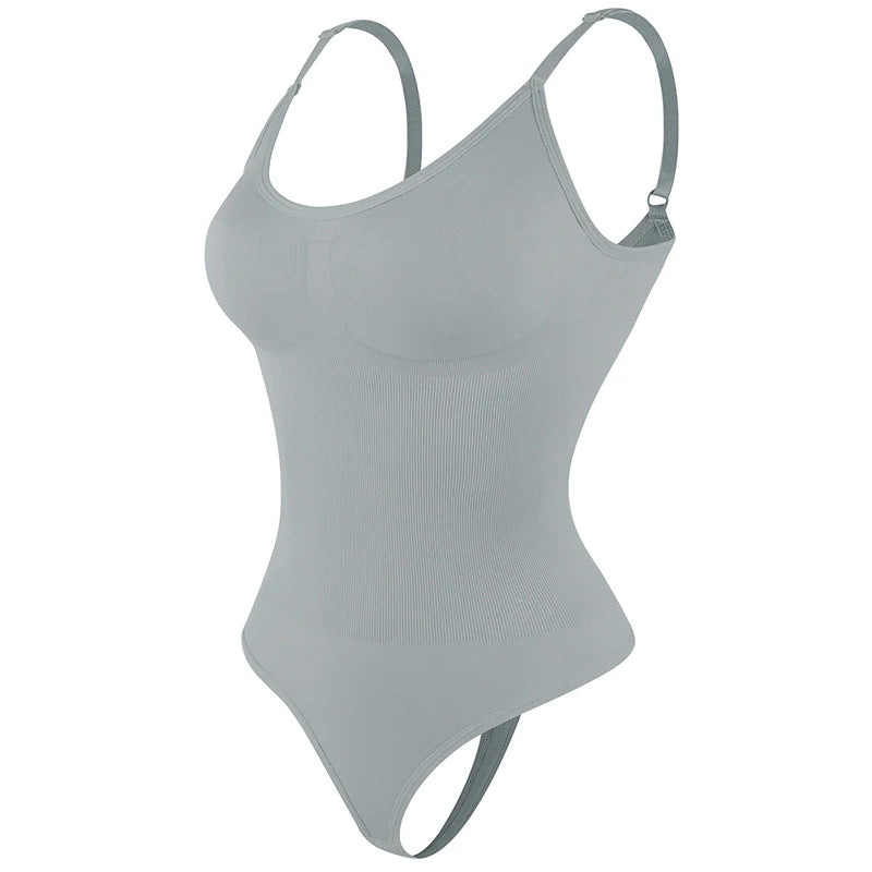 No. 7 Shape Wear, Smoothing Full Bodysuit, Thong Panty, No Bra Compression, Adjustable Straps