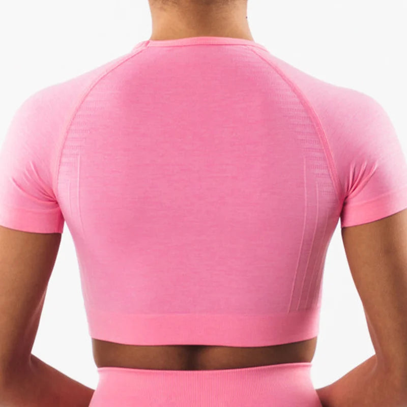 No. 5 Short Sleeve Shirt, Cropped Length, Supportive Waist Band, Cross Training, Compressive
