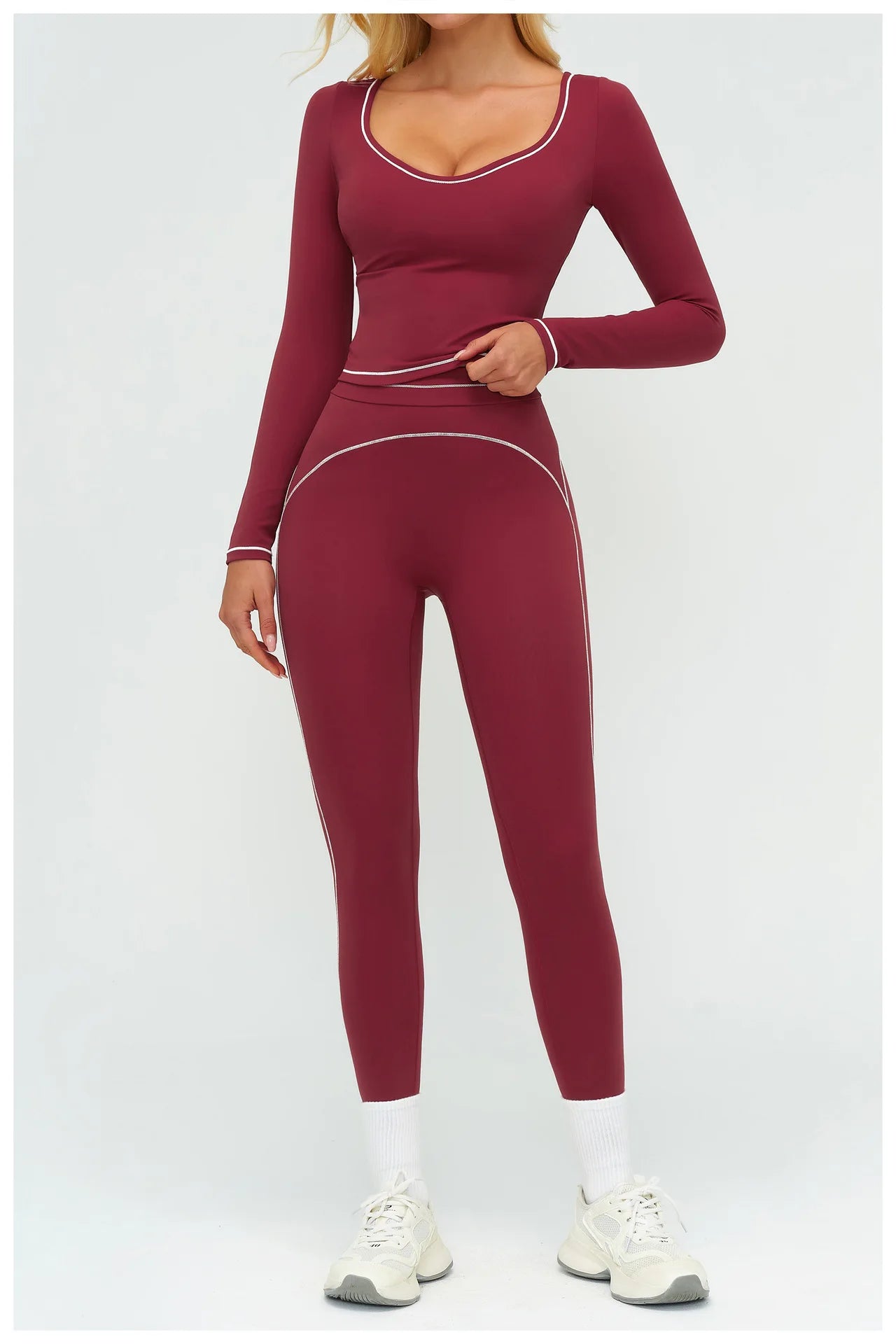 No. 7 Long Sleeve Shirt, Sweetheart Neckline, Long Sleeve, Dry Fit, Athletic