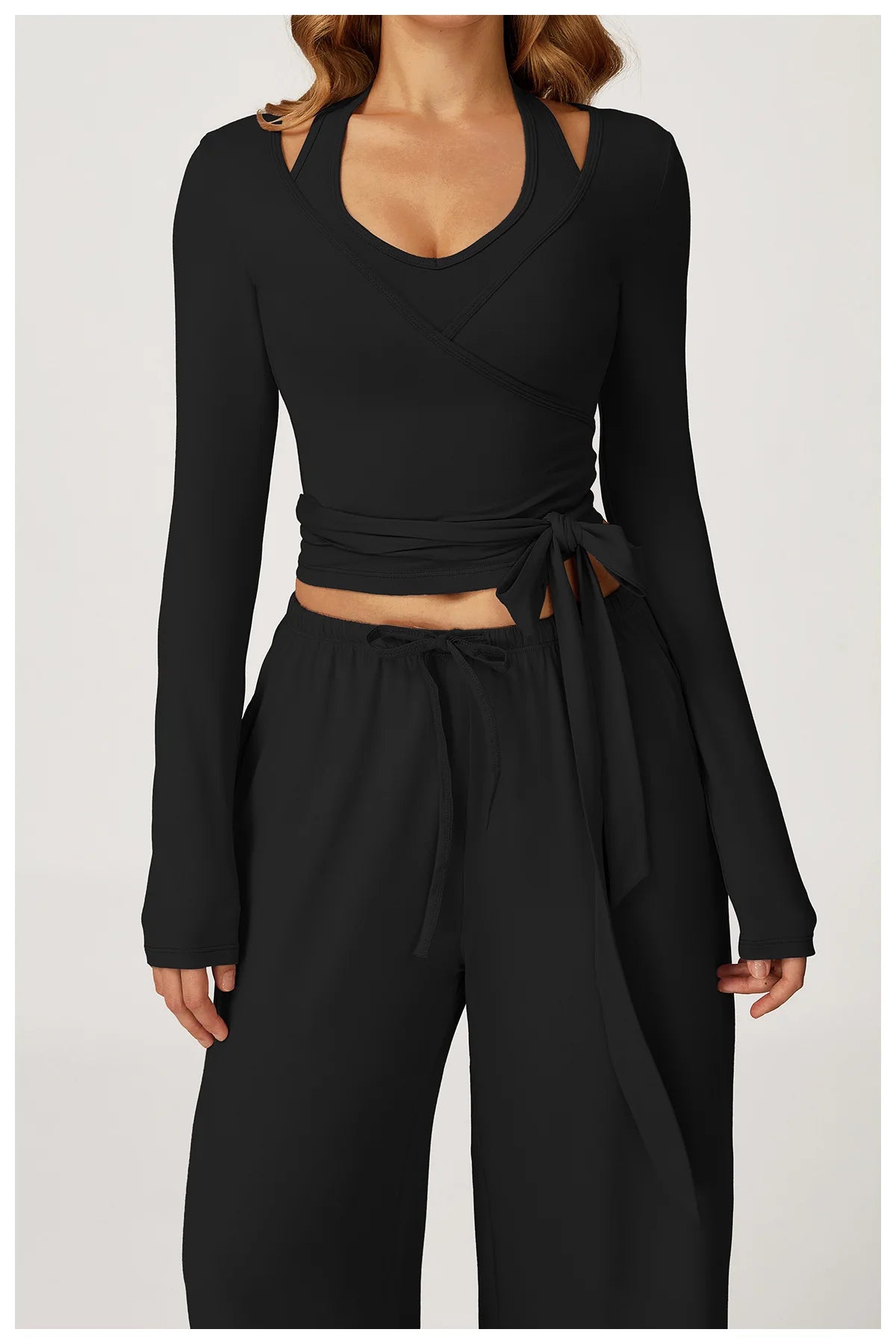 No. 4 Loungewear Top, Long Sleeve, Wrap Closure, Yoga/Pilates Cover