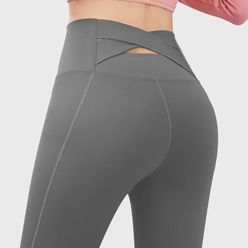 No. 4 Legging, Peekaboo Cross Back Waistband, High-Waist, Athletic, Compressive, Dry Fit