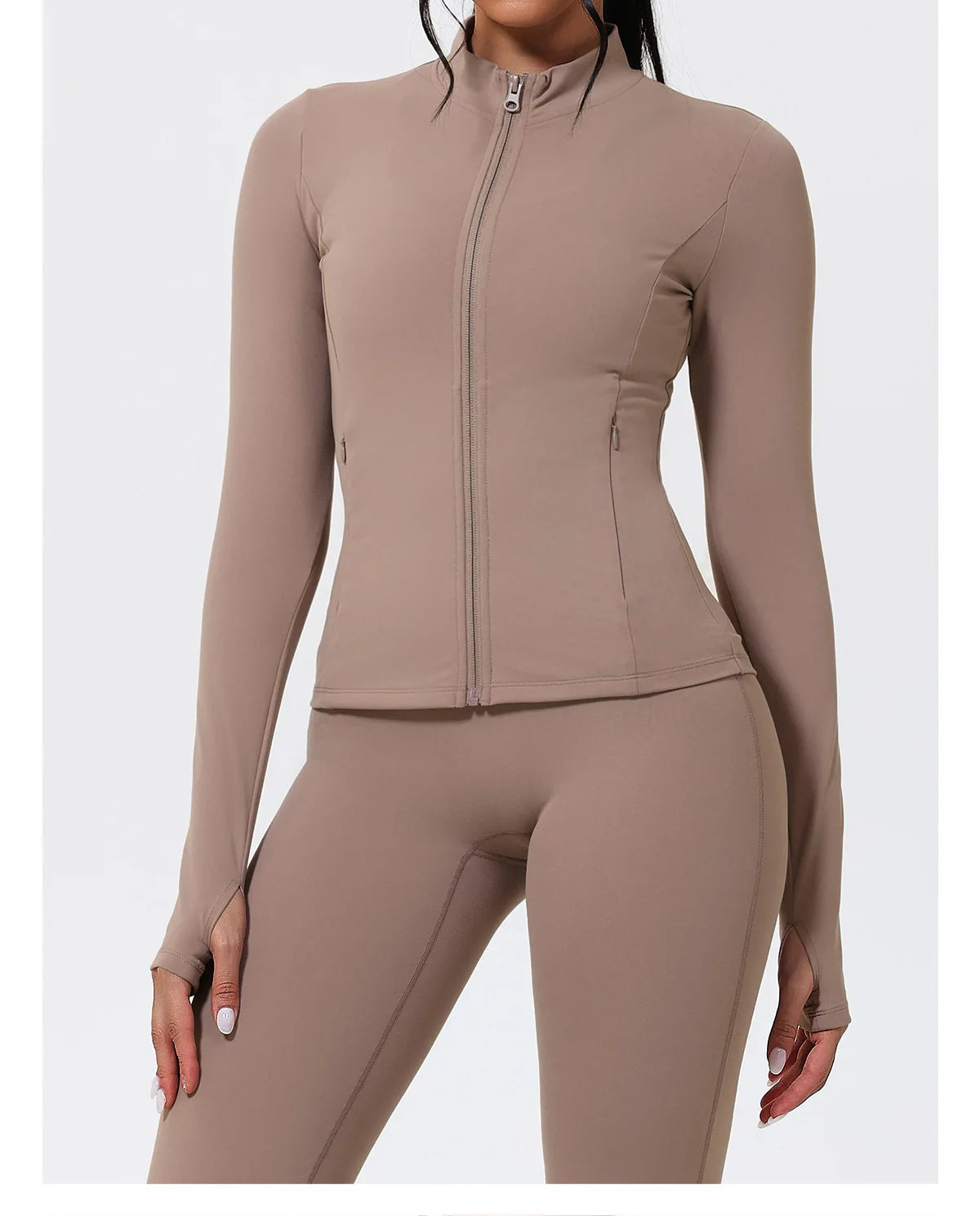 No. 6 Jacket, Deep Front Pockets, Full Zip, O Collar, Thumb Holes, Dry Fit, Smoothing Back