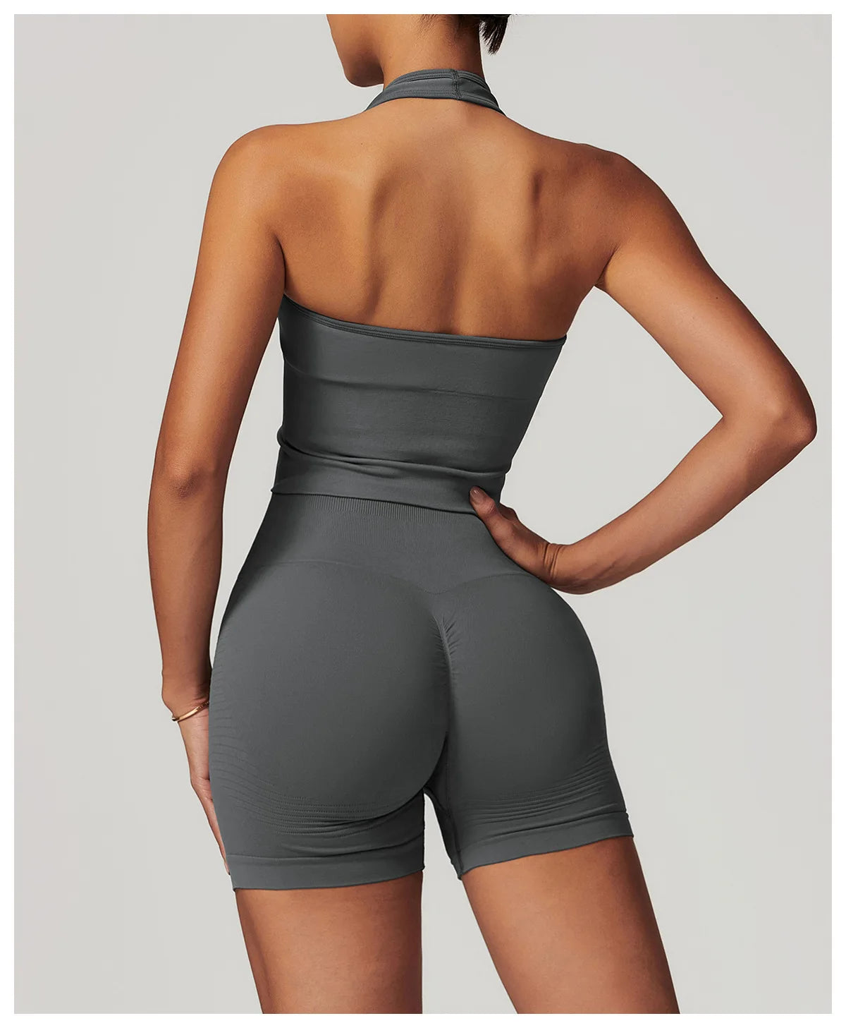 No. 4 Sports Bra, Plunge V Neckline, Halter Top, Full Coverage, Butter, Smoothing