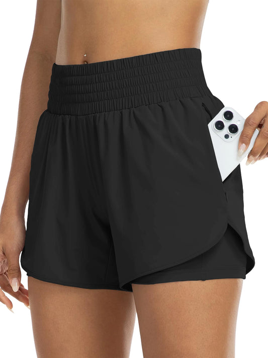 No. 1 Short, Breezy Runner, High-Waisted, Athletic, Layered Design With Under Shorts