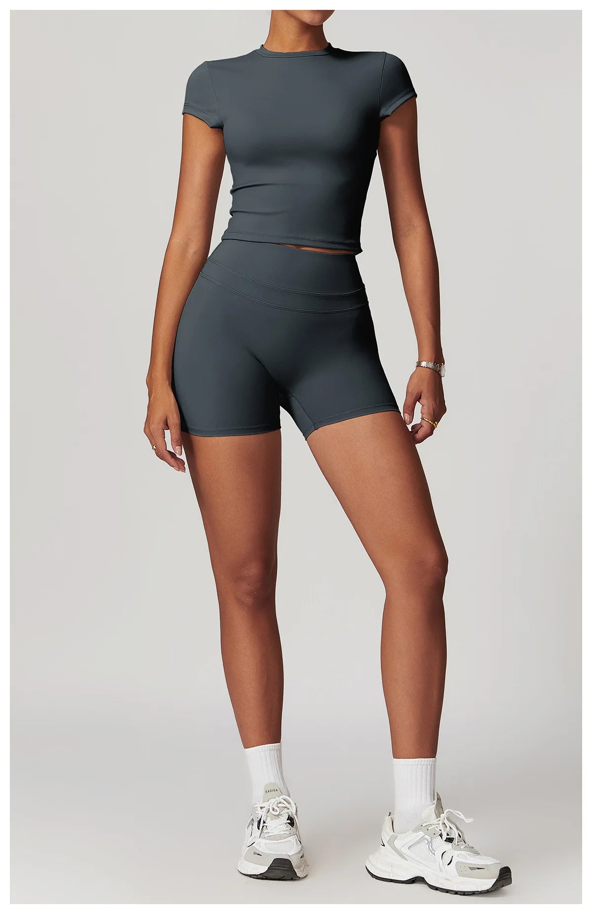 No. 2 Short Sleeve Shirt, Cross Training, Baby Doll Cut, Slim Fit, Waist Grazing Length, Dry Fit, Compressive