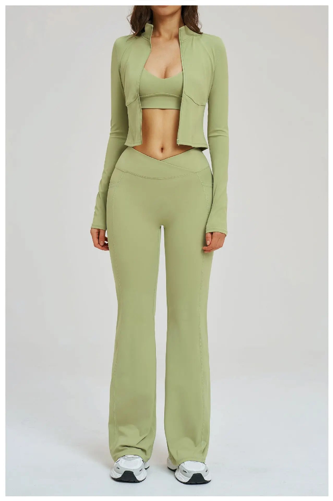 No. 8 Jacket, 2PC, Cropped, Corset, Jacket With Crossover, High-Waist Flared Legging