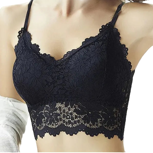 No. 1 Lingerie Bra, French Lace Camisole, Scalloped Detailing, Sweetheart Neckline, Cropped Length