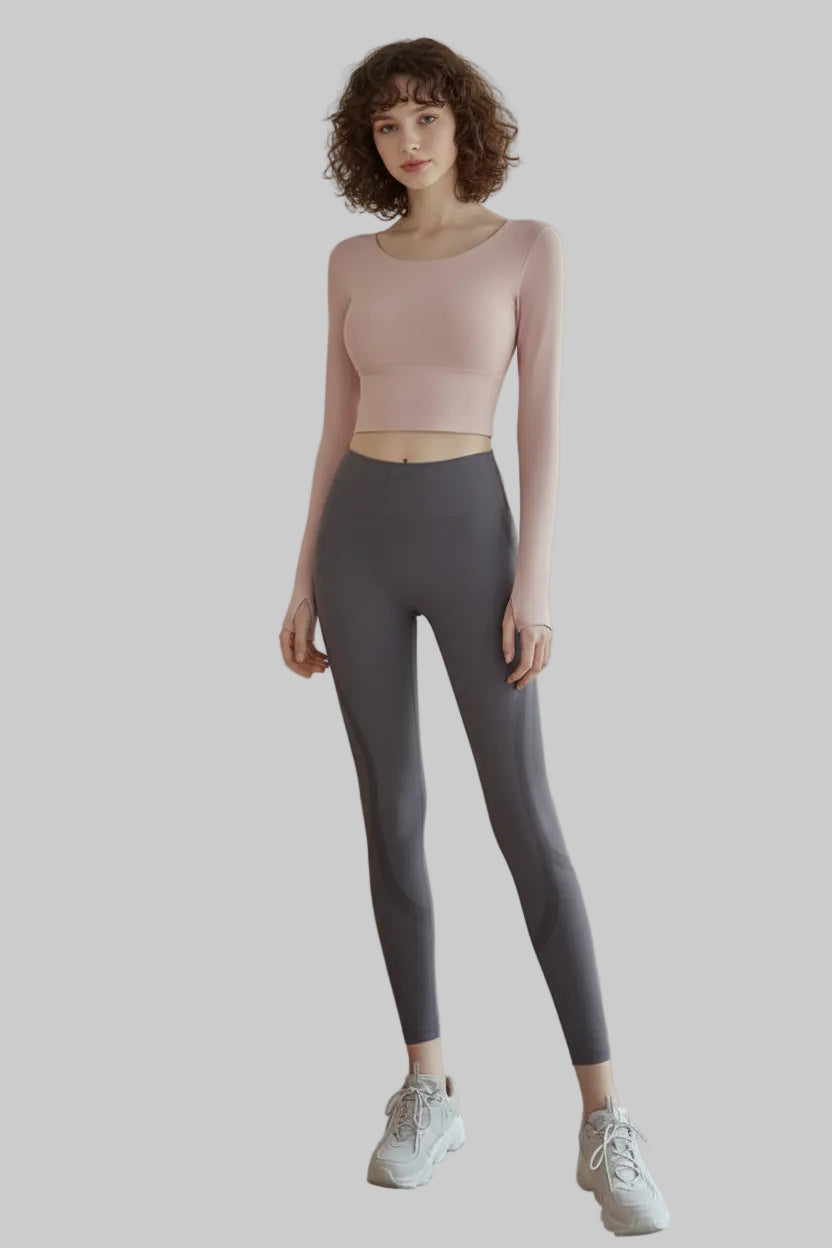No. 8 Long Sleeve Shirt, Ballet, Criss Cross Back, Built in Padding, Sits High on Waist