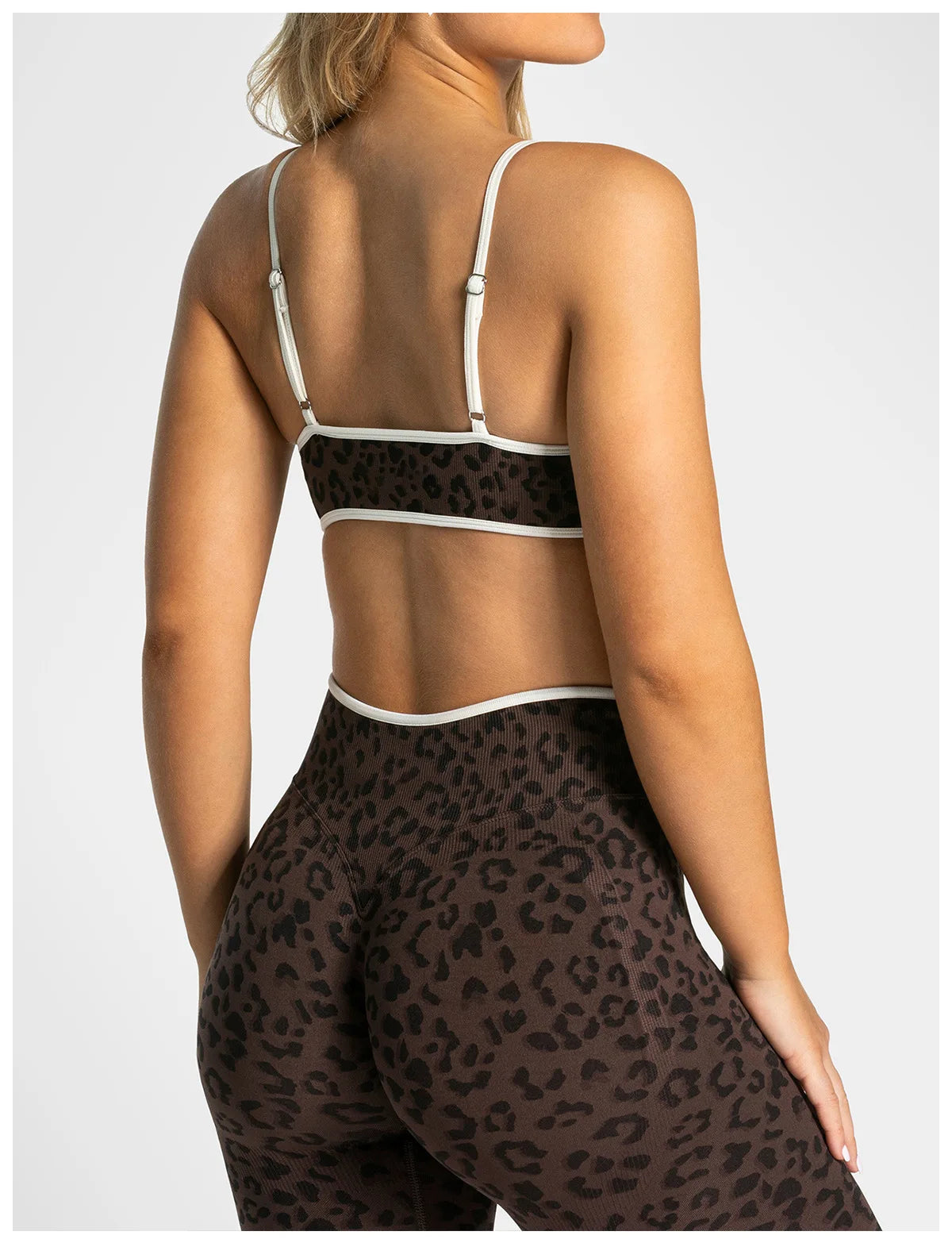 No. 1 Matching Set, Desert Leopard Performance 2 PC Set Scoop Neck Bralette, Premium Micro Ribbed, Seamless Legging