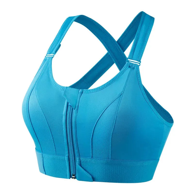 No. 8 Sports Bra, Front Zipper, Shockproof, Adjustable, High Impact Strap, Extended Sizes Available
