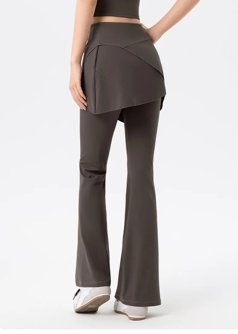 No. 8 Legging, 1 PC, Faux Wrap Skirt With Flare Legging, High-Waist, Dry Fit, Non-Restrictive, Casual