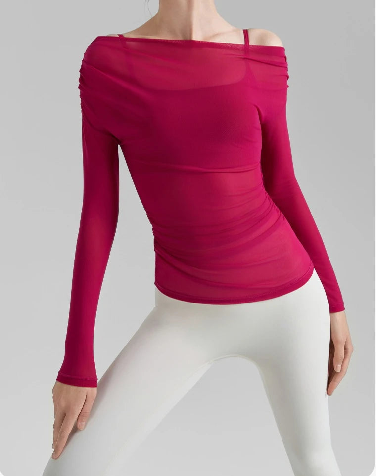 No. 3 Loungewear Top, Asymmetrical, Off the Shoulder, Intentionally Sheer