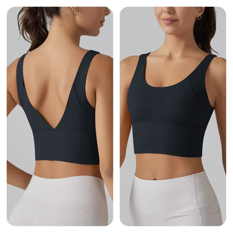 No. 4 Tank Top, Seamless, Compressive, Plunge V Back, Cropped, Running, Training