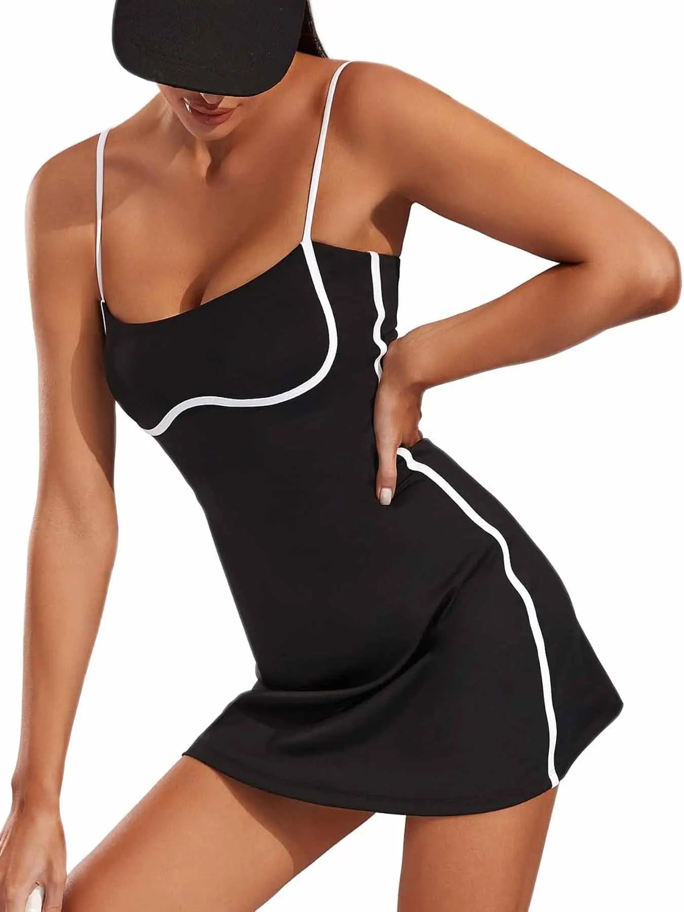 No. 3 Dress, Racing Stripe Sports Dress, Spaghetti True Fit Straps, Dry Fit
