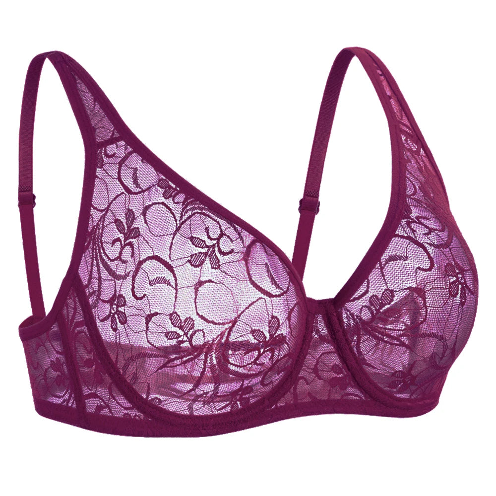 No. 5 Lingerie Bra, Sheer Bralette, French Lace, Intentionally Sheer, Adjustable