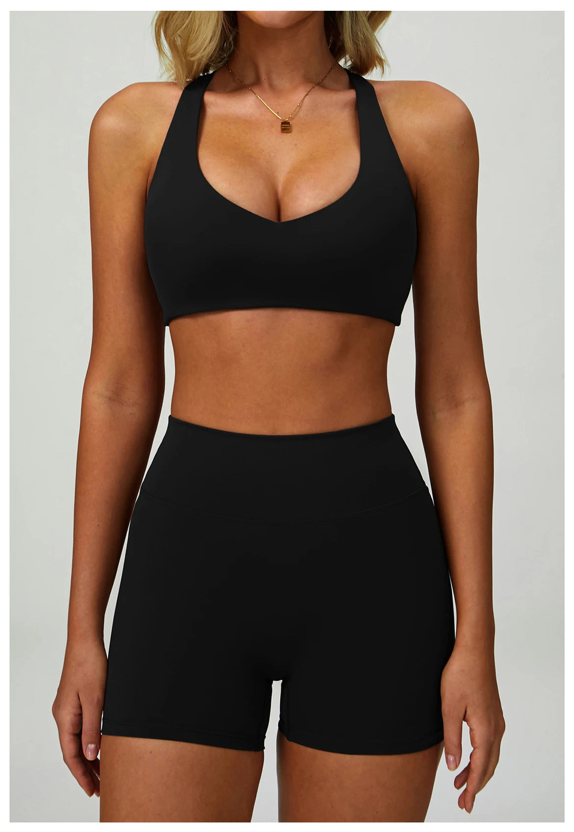 No. 6 Sports Bra, Classic Fit, Racerback, V- Neck, Dry Fit, High Compression, Shock Absorption