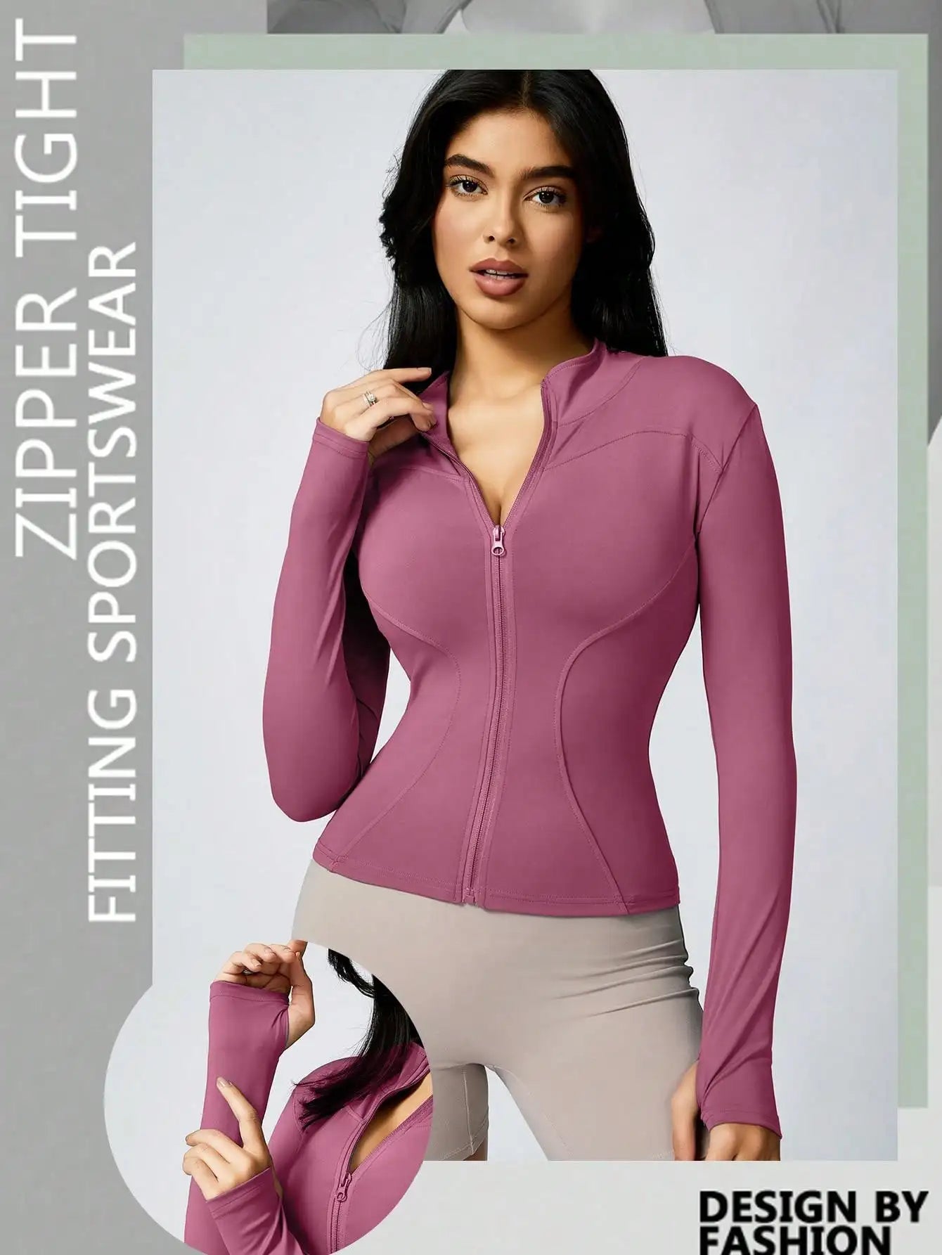No. 3 Jacket, Hour Glass Piping, O Collar, Full Zip, Thumbholes, Athletic