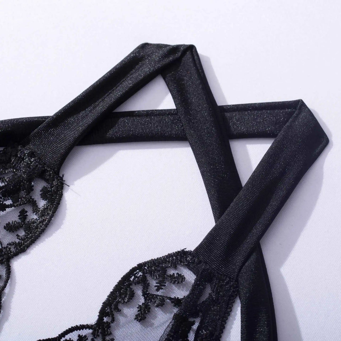 No. 6 Lingerie Set, Delicate Lace Halter with Tie, Attached French Cut Shorts with Key Hole Back