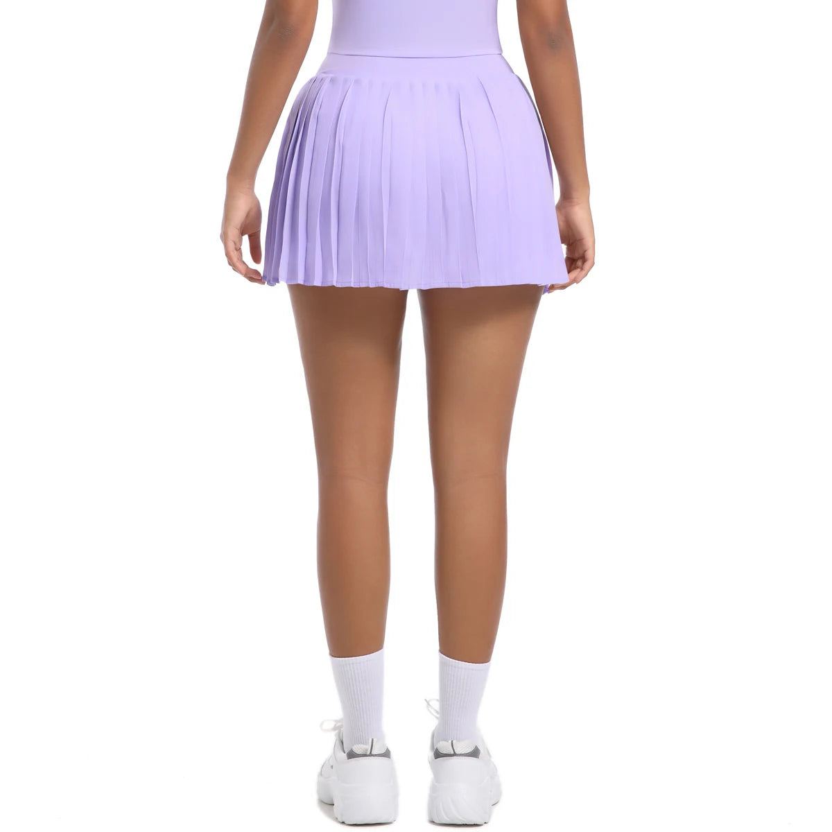 No. 8 Tennis Skirt, Double Layer, Asymmetrical, Pleated, Casual, High Waisted, Under Short